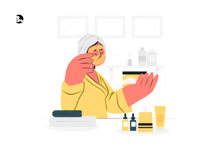 Vector illustration of a girl applying skincare products, highlighting steps in a Korean skincare for oily skin, featuring budget-friendly products from popular brands like COSRX, SKIN1004, and TIRTIR.